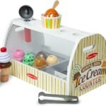 Melissa & Doug Wooden Scoop & Serve Ice Cream Counter, Pretend Play Store, 28 Toy Food & Play Kitchen Accessories, Preschool Toys for Girls & Boys 3+